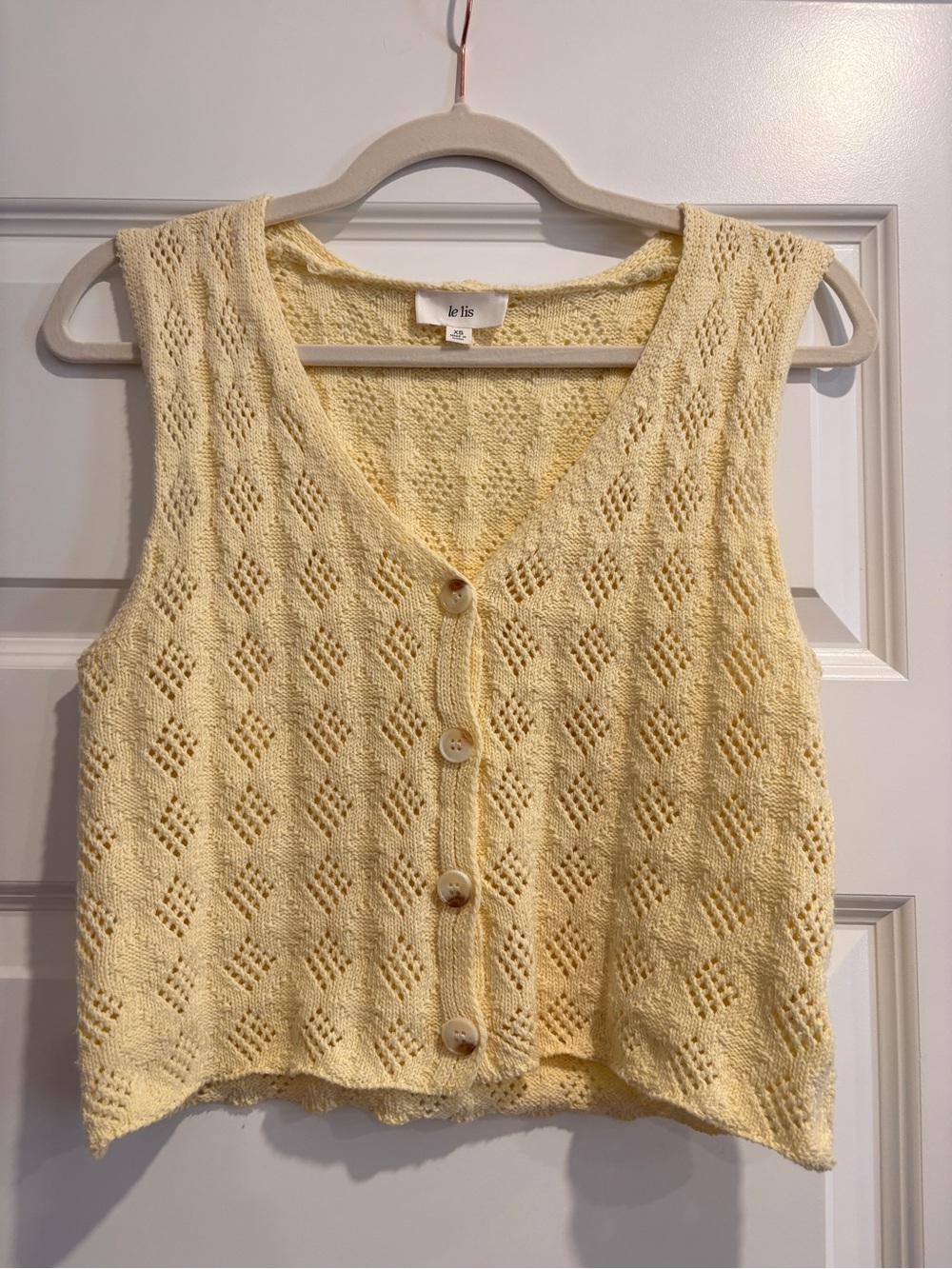 Le Lis Butter Yellow Pointelle Knit Vest XS